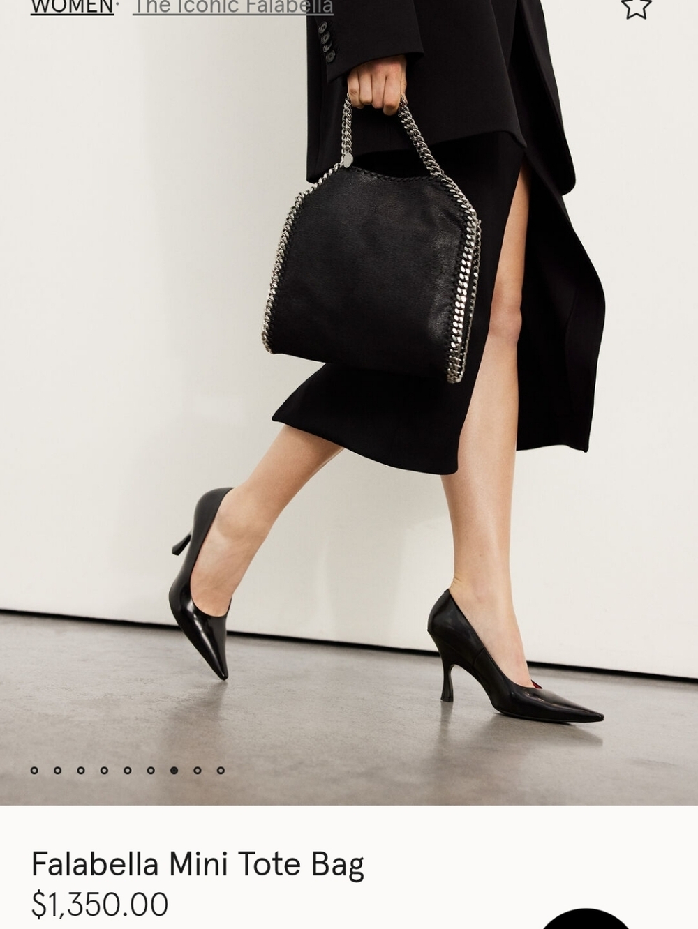 Stella McCartney black Whipstitch Chain-Trim Suede  Tote Bag Made In Italy - Picture 6 of 16